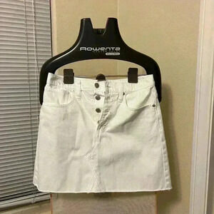 Madewell white‎ RIGID DENIM A-LINE SKIRT SIZE 27 16” LENGTH